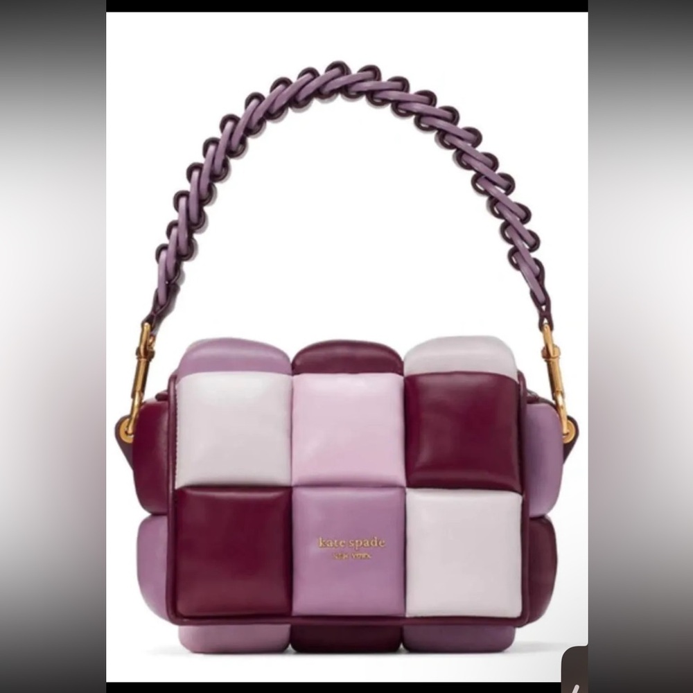 Kate Spade New York Boxxy 3D ColorBlock Leather Crossbody Purple  Bag